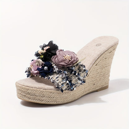 Stijlvolle dames bloemen espadrilles met sleehak | Comfortabele zomerse must-have afbeelding 3