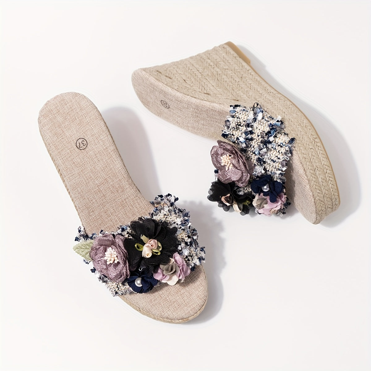 Stijlvolle dames bloemen espadrilles met sleehak | Comfortabele zomerse must-have afbeelding 2