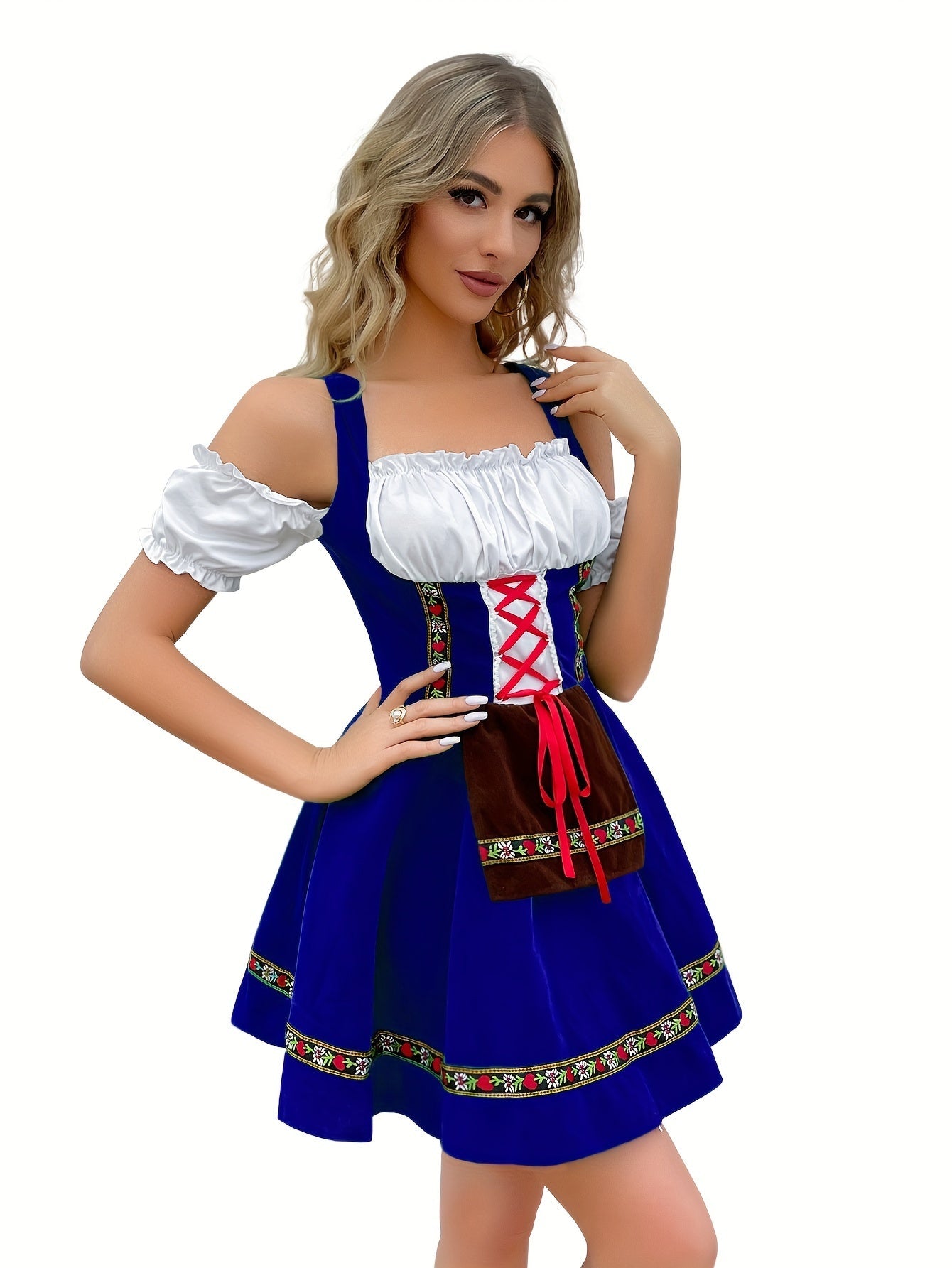 Shop de Klassieke Vintage Koudschouder Dirndl-Jurk met Strik afbeelding 4