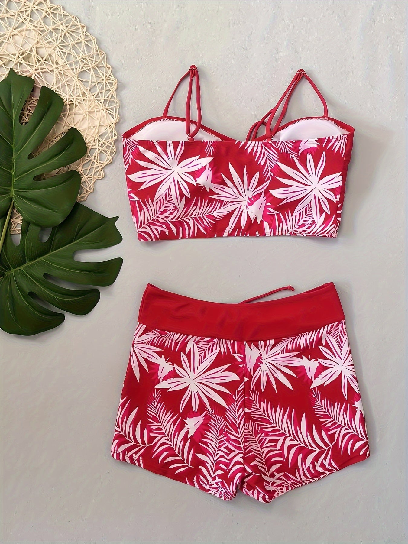 Bladprint bikini set met boyshorts | Stijlvol en comfortabel | Perfect voor zomerse dagen afbeelding 9