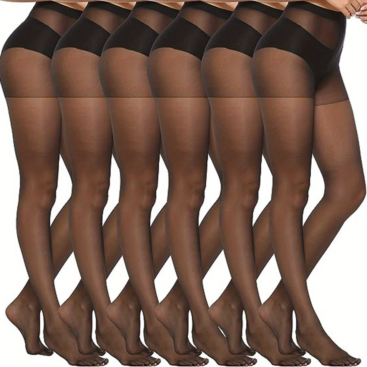 Set van 6 semi-transparante hoge taille panty's: stijlvol en comfortabel! Ontdek deze duurzame nylon panty's, ideaal voor elke gelegenheid. Subtiele dekking, luchtige uitstraling. Bestel nu! afbeelding 9