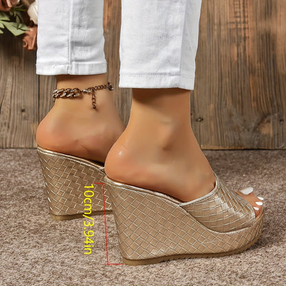 Chique dames peep toe wedge sandalen: comfortabel, stijlvol en veelzijdig! Ontworpen van luxe synthetisch leer - de ultieme lente- en zomerstijl. afbeelding 1