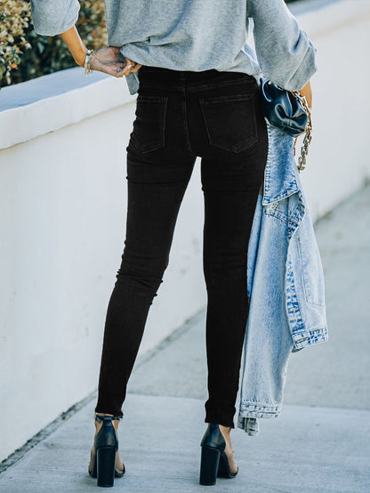 Moderne zwarte skinny jeans: comfortabele en veelzijdige keuze met hoge taille afbeelding 5