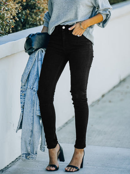 Moderne zwarte skinny jeans: comfortabele en veelzijdige keuze met hoge taille afbeelding 6