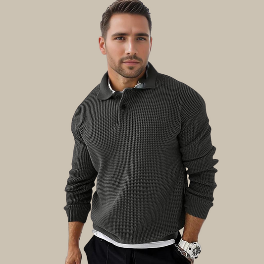 Jasper | Stijlvolle gebreide heren longsleeve polo