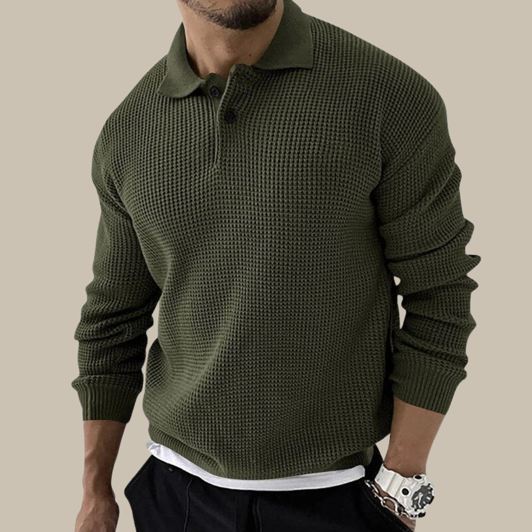 Jasper | Stijlvolle gebreide heren longsleeve polo