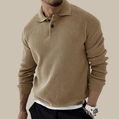 Jasper | Stijlvolle gebreide heren longsleeve polo