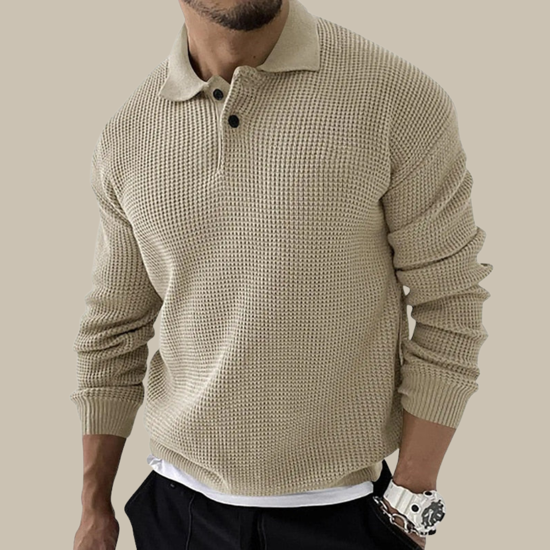 Jasper | Stijlvolle gebreide heren longsleeve polo