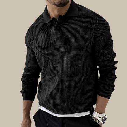 Jasper | Stijlvolle gebreide heren longsleeve polo