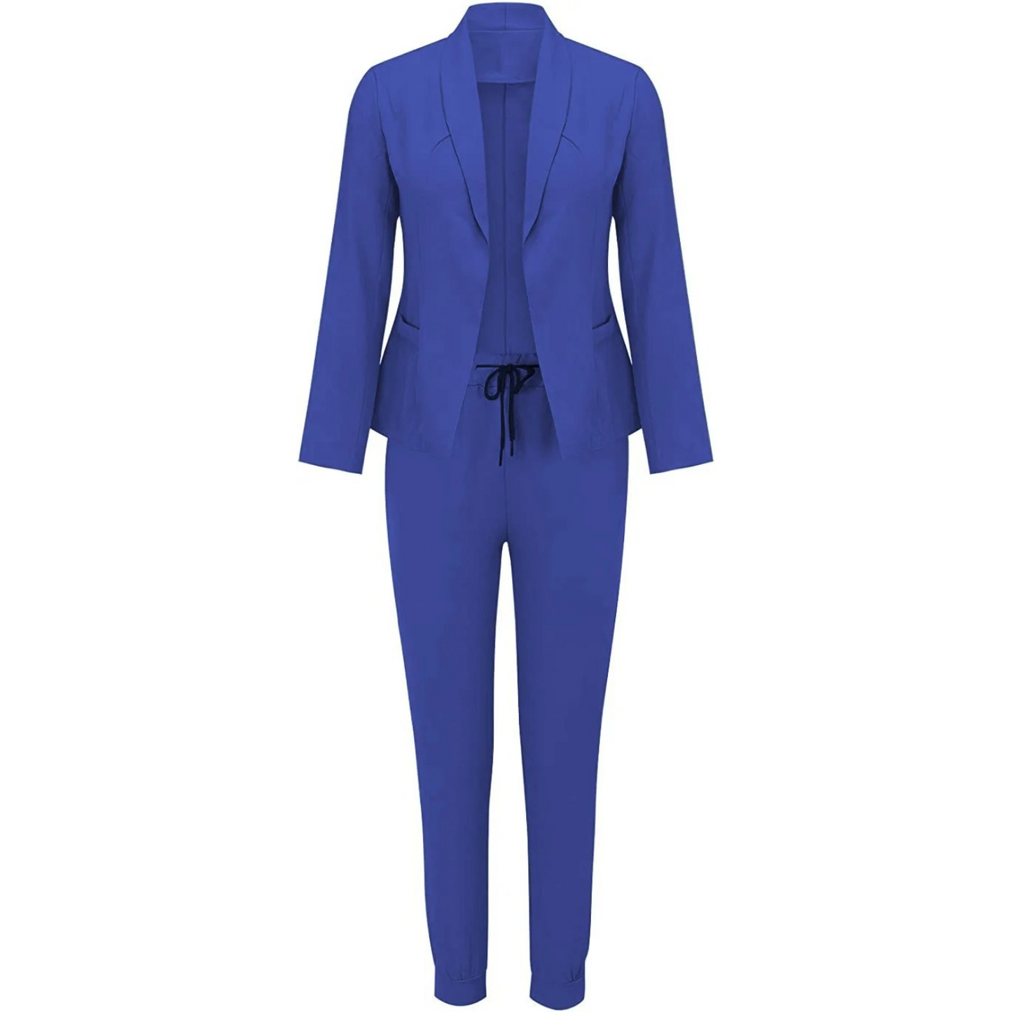 Lena | Slim-fit blazer en broek set in effen kleur