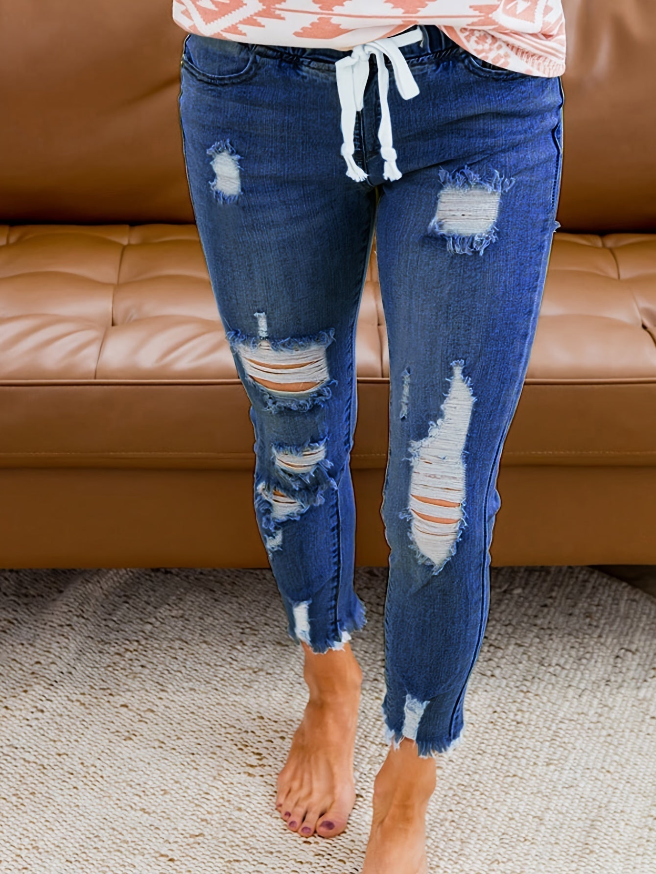 Slim fit hoge taille dames jeans in elastische denim - comfortabel en stijlvol afbeelding 10