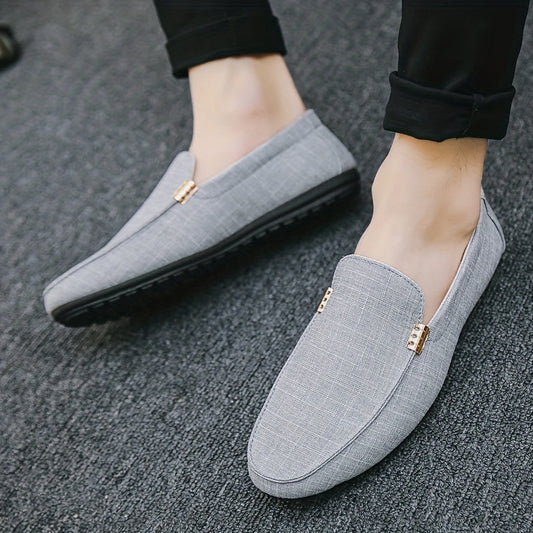 Effen canvas loafers, comfortabel & antislip