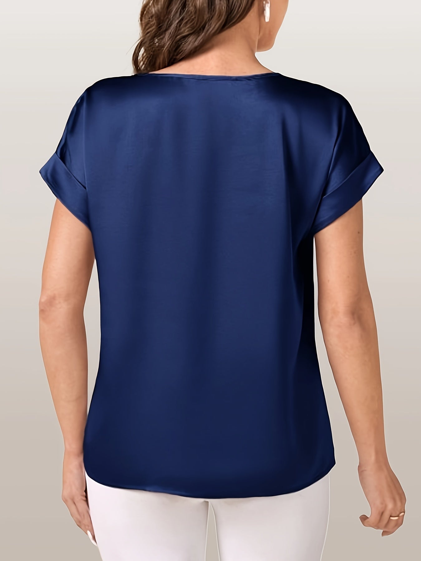 Elegante losse veelzijdige T-shirt met korte mouw afbeelding 10