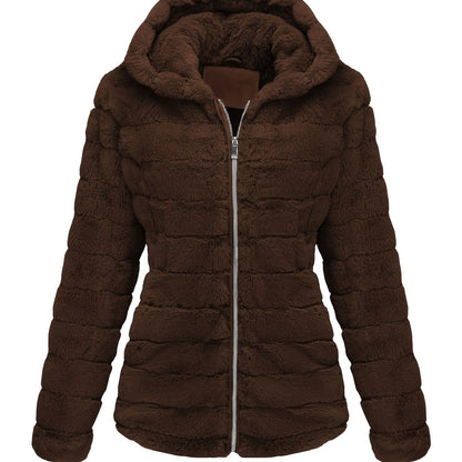 Stijlvolle effen kleur teddy jas van katoenmix | Warme en luxe jas voor herfst en winter afbeelding 17