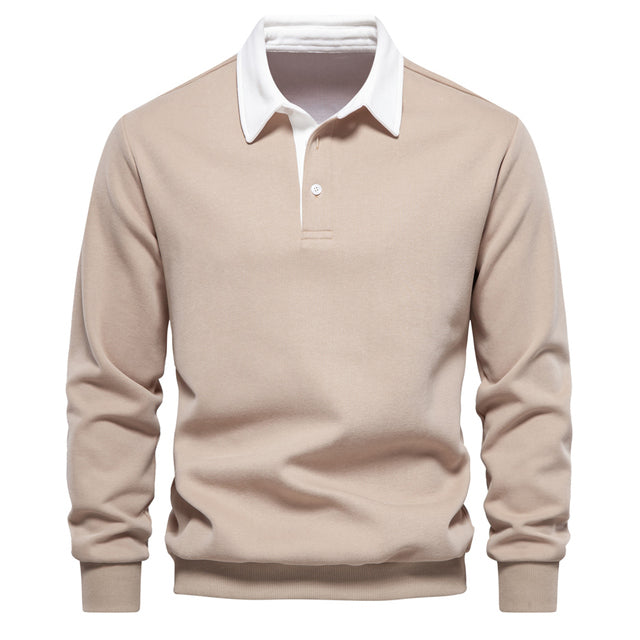 Stijlvolle heren polo pullover van luxe katoenmix - perfect voor herfst en winter! Shop nu. afbeelding 35