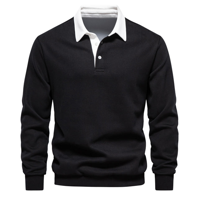 Stijlvolle heren polo pullover van luxe katoenmix - perfect voor herfst en winter! Shop nu. afbeelding 17