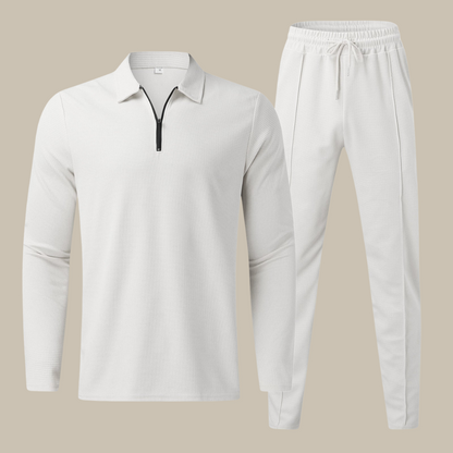 Lars | Luxe 2-delige heren set met longsleeve polo en jogger