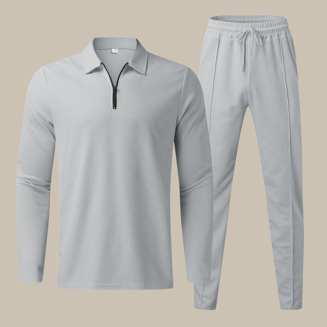 Lars | Luxe 2-delige heren set met longsleeve polo en jogger