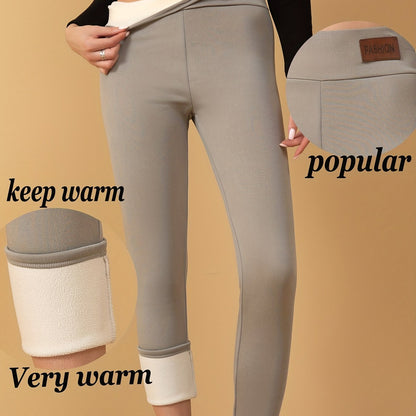 Warm en stijlvol: fleece gevoerde leggings van katoenmix met spandex afbeelding 12