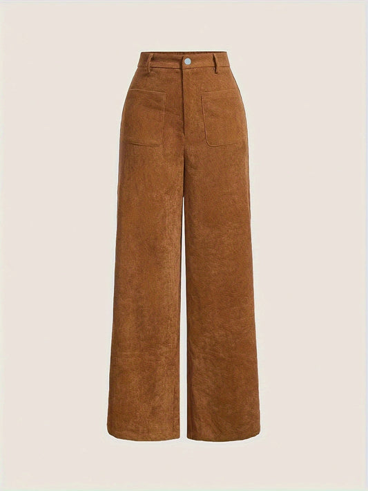 Vintage corduroy broek met hoge taille afbeelding 1