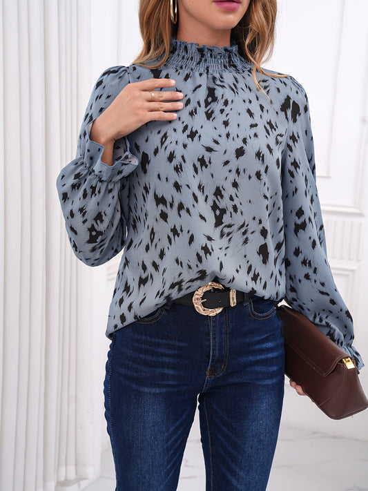 Blouse met volledige print en opstaande kraag afbeelding 1