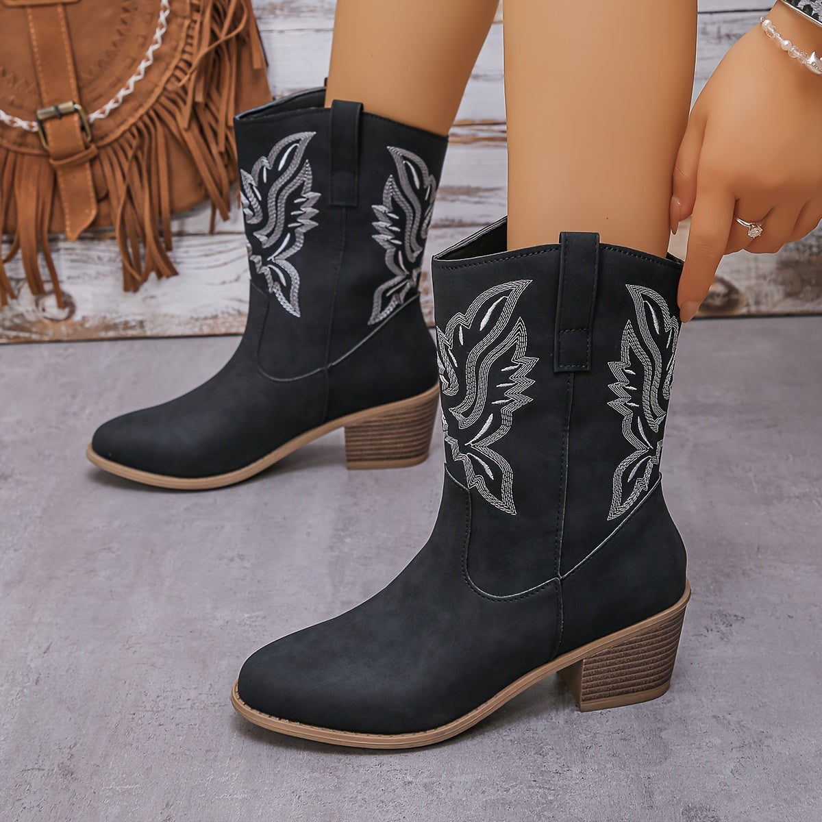 Vintage dames cowboylaarzen van hoogwaardig synthetisch leer - de perfecte mix van stijl en comfort! Shop nu en geef jouw looks een moderne western twist. afbeelding 4