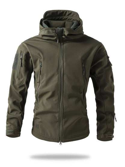 Warm fleece heren windjack met capuchon