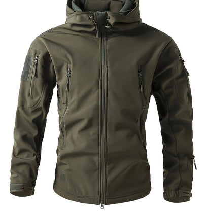 Warm fleece heren windjack met capuchon