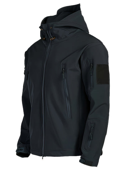 Warm fleece heren windjack met capuchon