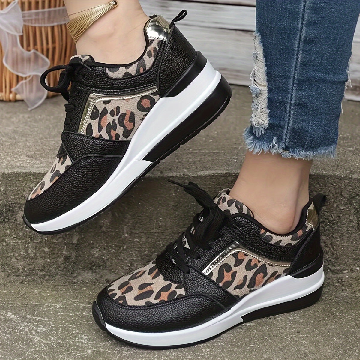 Stijlvolle dames sneakers met luipaardprint | Hoogwaardig, comfortabel en trendy - Shop nu! afbeelding 2