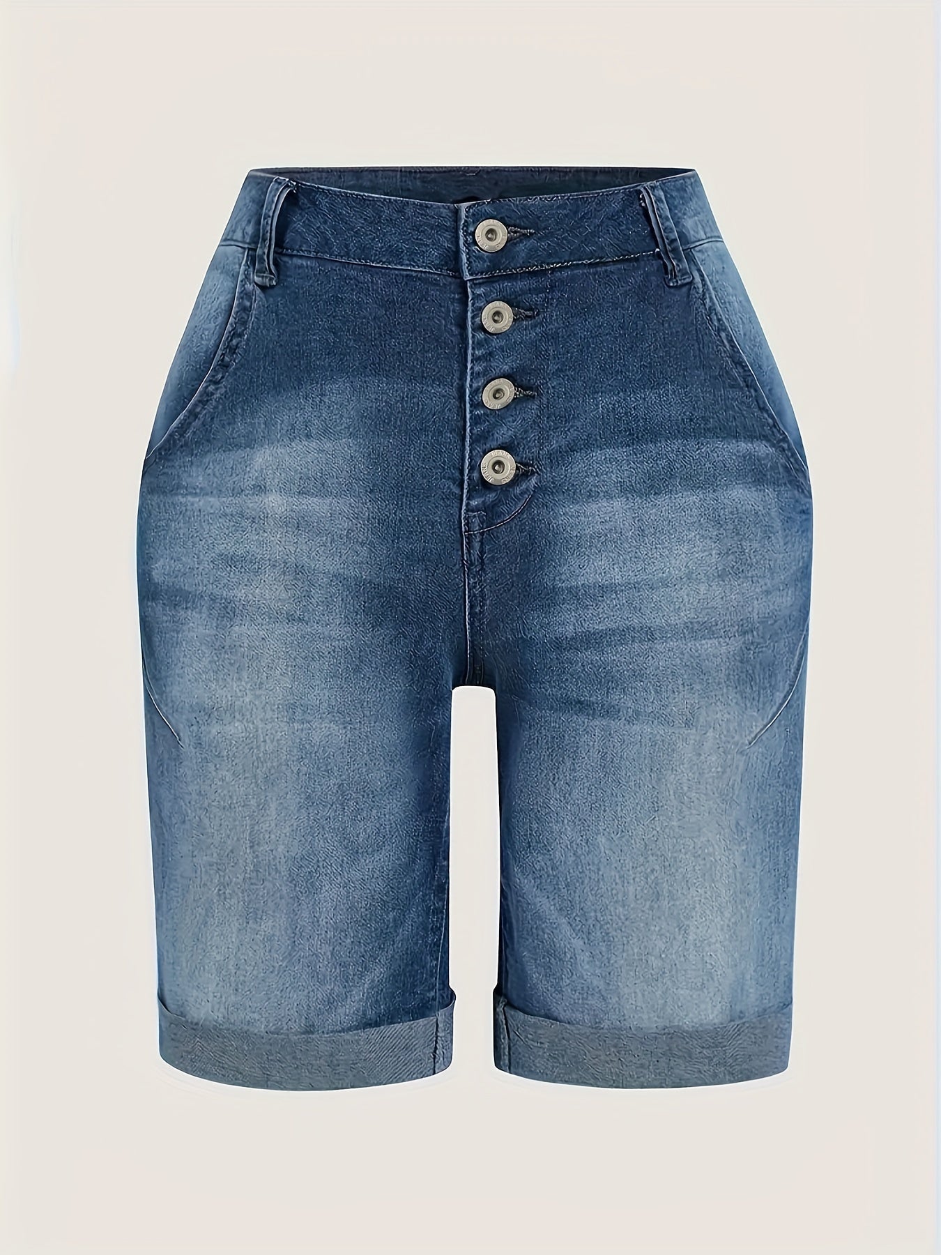 Blauwe hoge taille denimshorts van topkwaliteit - perfect voor de zomer! afbeelding 6