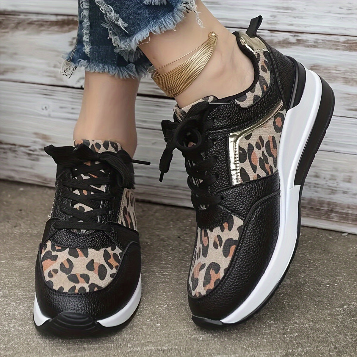 Stijlvolle dames sneakers met luipaardprint | Hoogwaardig, comfortabel en trendy - Shop nu! afbeelding 4