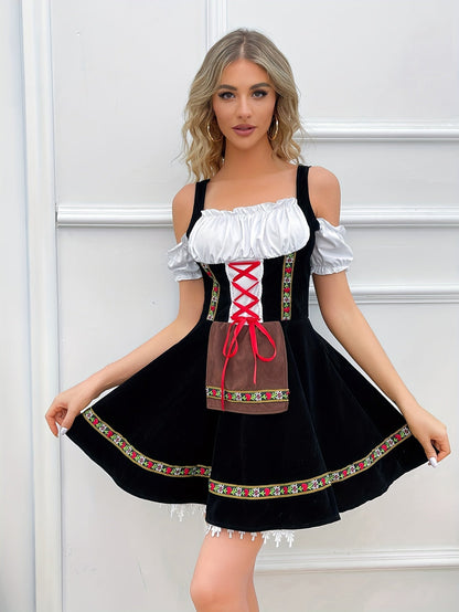 Vintage koude schouder dirndl jurk - Een betoverende mix van stijl en luxe! afbeelding 4