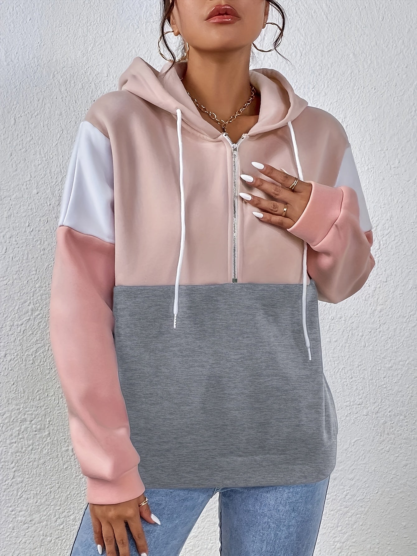 Stijlvolle zip-up hoodie met kleurvlakken en optimale draagcomfort afbeelding 5