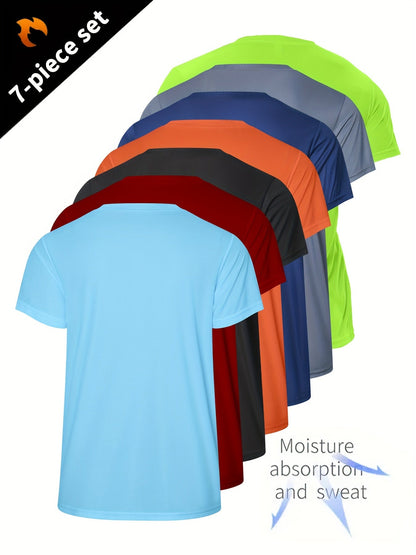 Heren snel droge en lichtgewicht effen kleur korte mouw zomer T-shirts