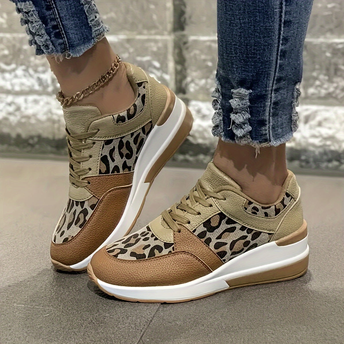 Stijlvolle dames sneakers met luipaardprint | Hoogwaardig, comfortabel en trendy - Shop nu! afbeelding 3