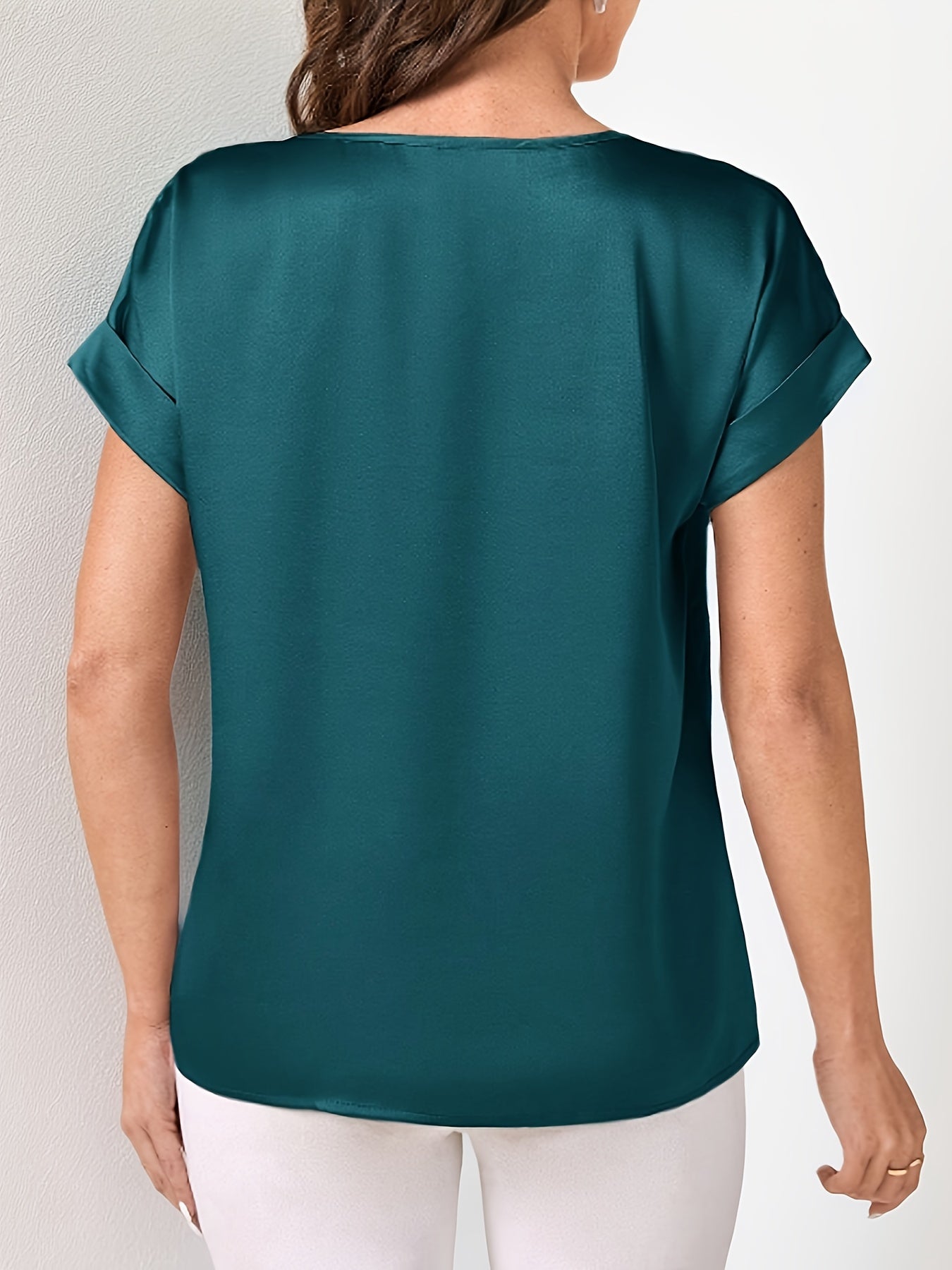 Elegante losse veelzijdige T-shirt met korte mouw afbeelding 8