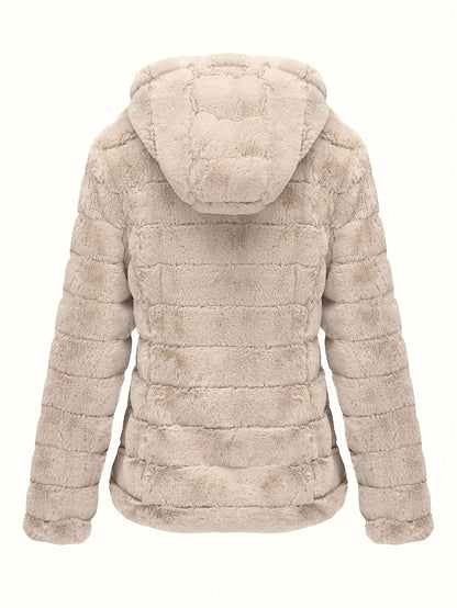 Stijlvolle effen kleur teddy jas van katoenmix | Warme en luxe jas voor herfst en winter afbeelding 1