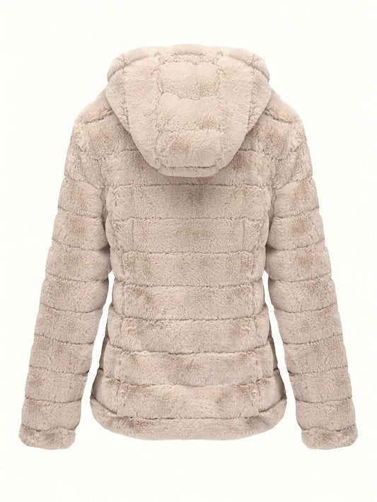 Stijlvolle effen kleur teddy jas van katoenmix | Warme en luxe jas voor herfst en winter afbeelding 1