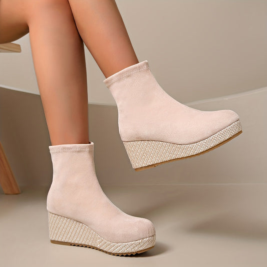 Stijlvolle dames wedge-booties voor elke gelegenheid | Comfort en veelzijdigheid | Slip-on ontwerp | Lage platformhak afbeelding 1