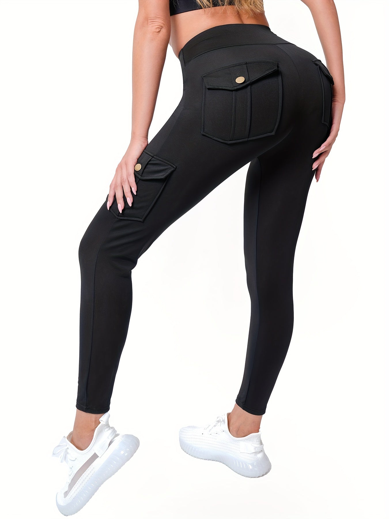 "Comfortabele en stijlvolle yoga-legging | Hoge taille met zakken | Duurzame katoenmix | Perfect voor yoga en dagelijkse activiteiten" afbeelding 4