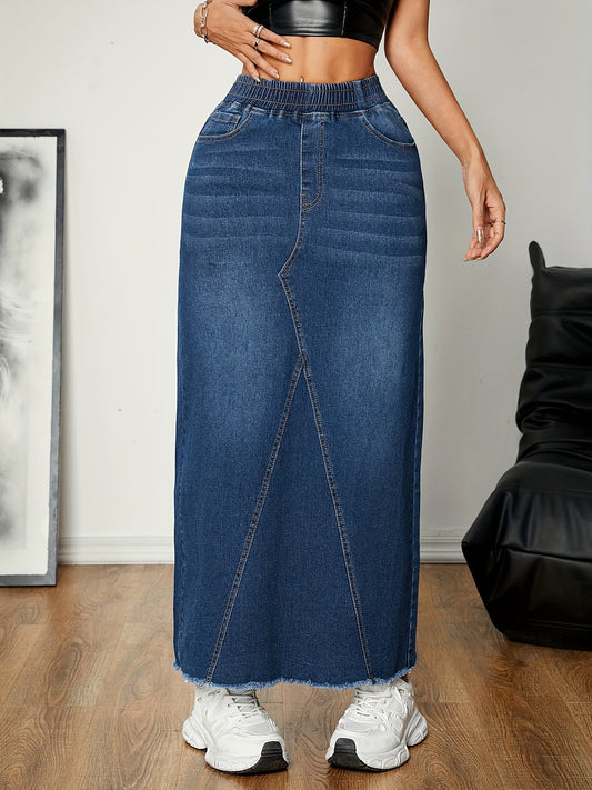 Stijlvolle denim rok: comfort en fashion voor elk seizoen - de perfecte keuze voor casual chic! Shop nu. afbeelding 1