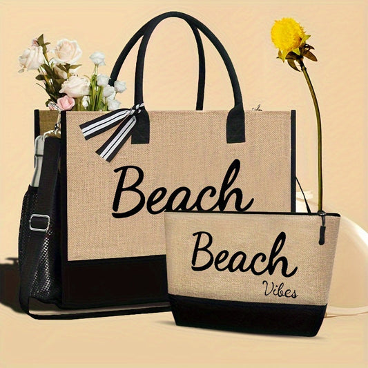 Luxe Strandsets: 2 Tassen met Etui voor Zomerse Dagen afbeelding 1