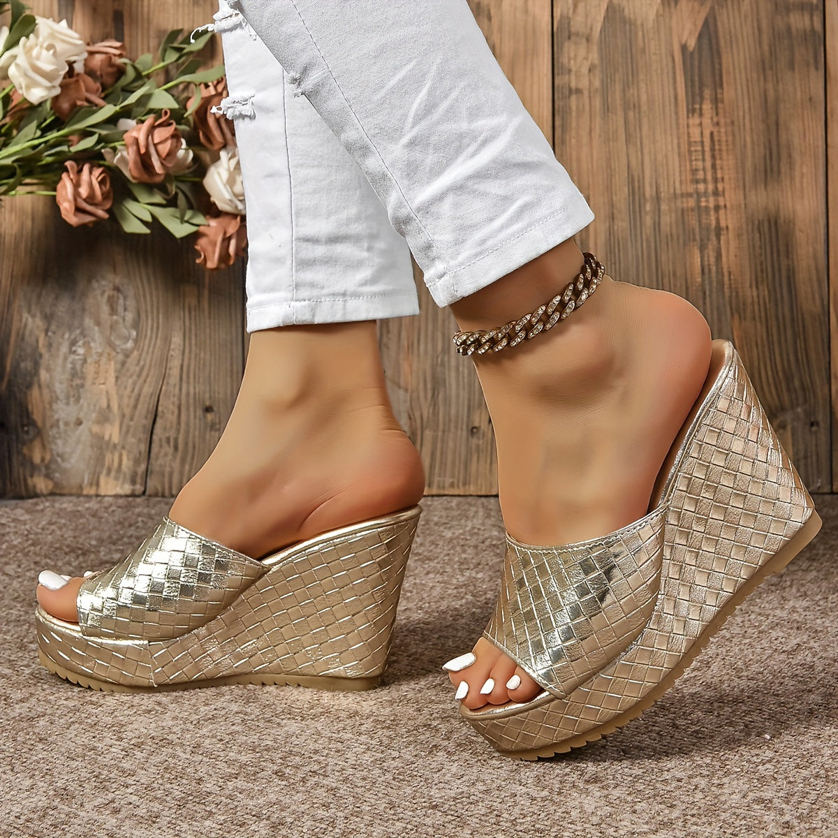 Chique dames peep toe wedge sandalen: comfortabel, stijlvol en veelzijdig! Ontworpen van luxe synthetisch leer - de ultieme lente- en zomerstijl. afbeelding 6