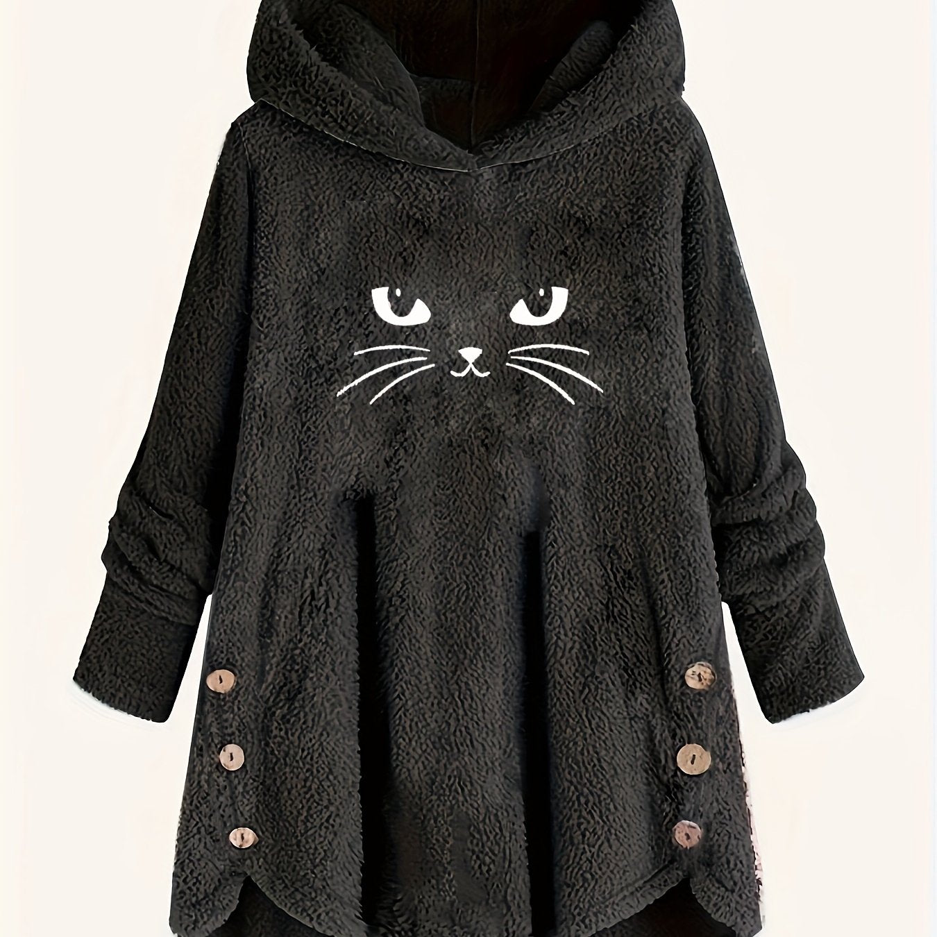 Pluche kattenprint hoodie van zachte katoenmix | Speelse stijl voor kattenliefhebbers afbeelding 11