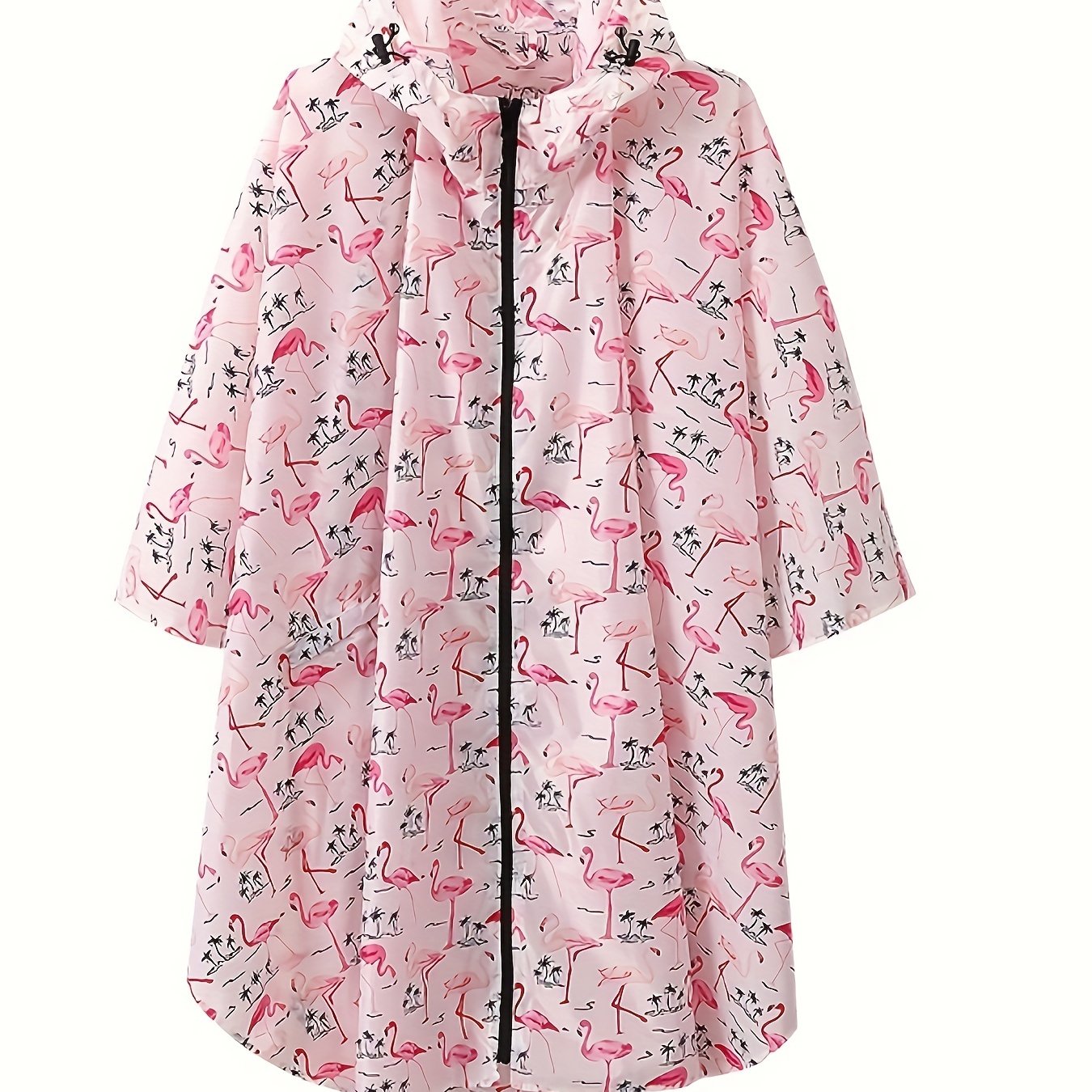 Regenponcho met Flamingoprint - Waterdichte bescherming en speelse stijl voor kinderen en volwassenen in de lente en zomer! Duurzame kwaliteit van katoenmix. Bestel nu! afbeelding 6