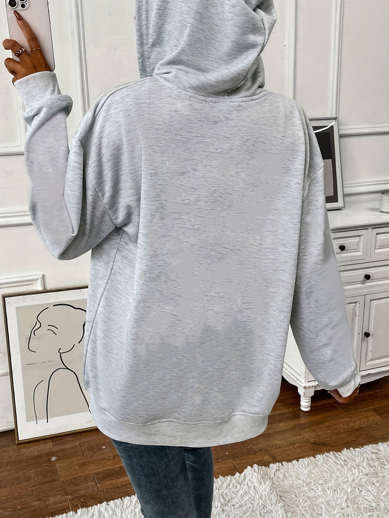 Losse hoodie met stevige rits afbeelding 5