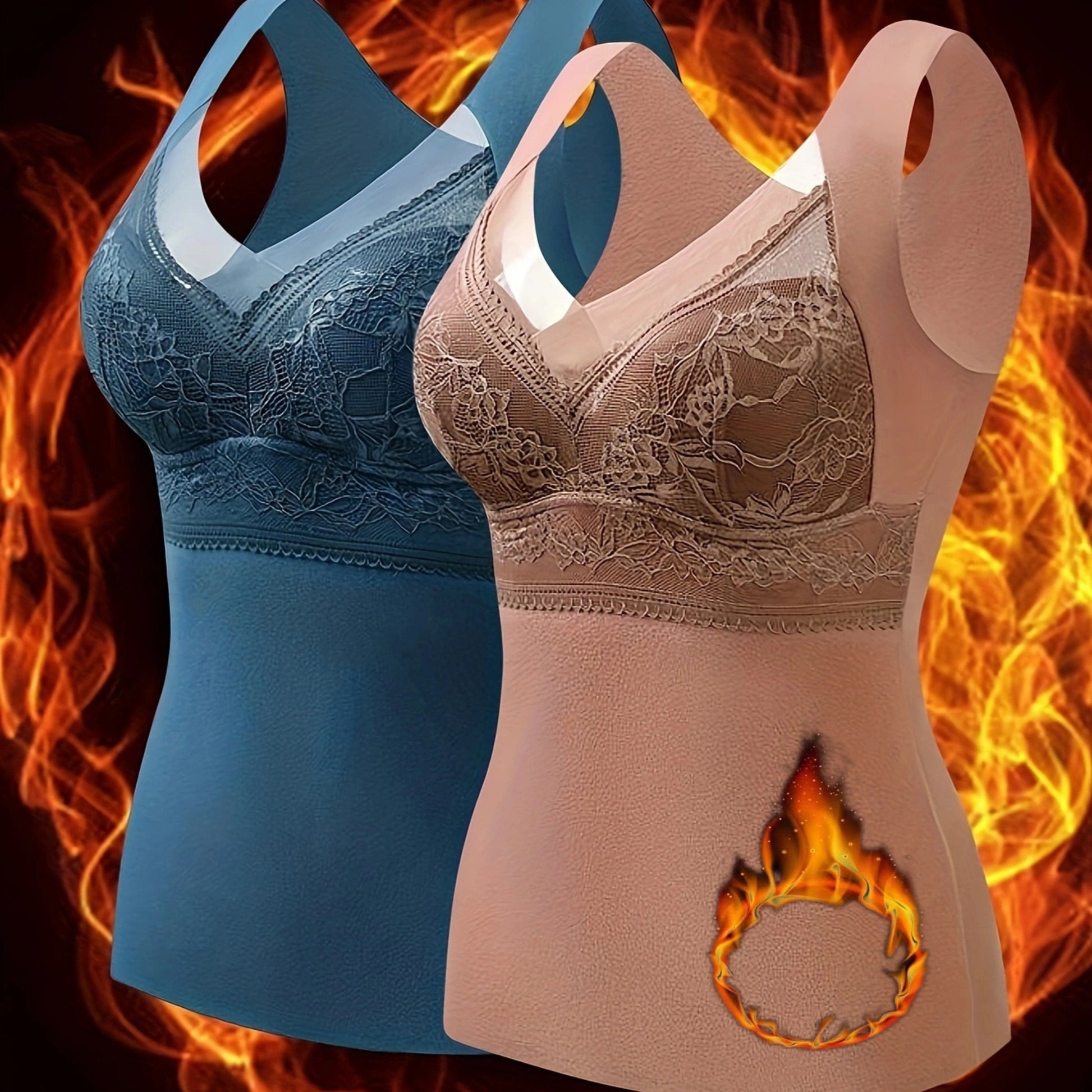 Thermisch fluwelen camisole-topjes met ingebouwde bh afbeelding 13