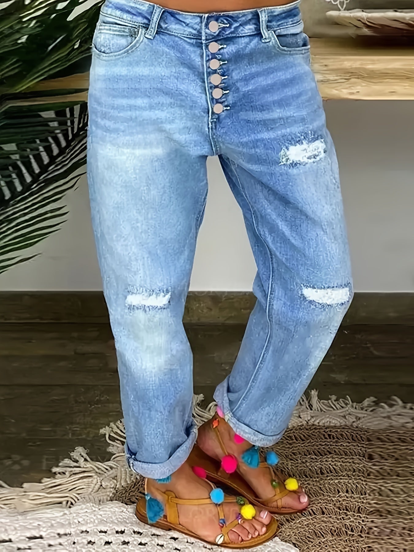 Stoere blauwe dames stretch jeans - perfecte pasvorm | Veelzijdige en comfortabele denim | Shop nu! afbeelding 4