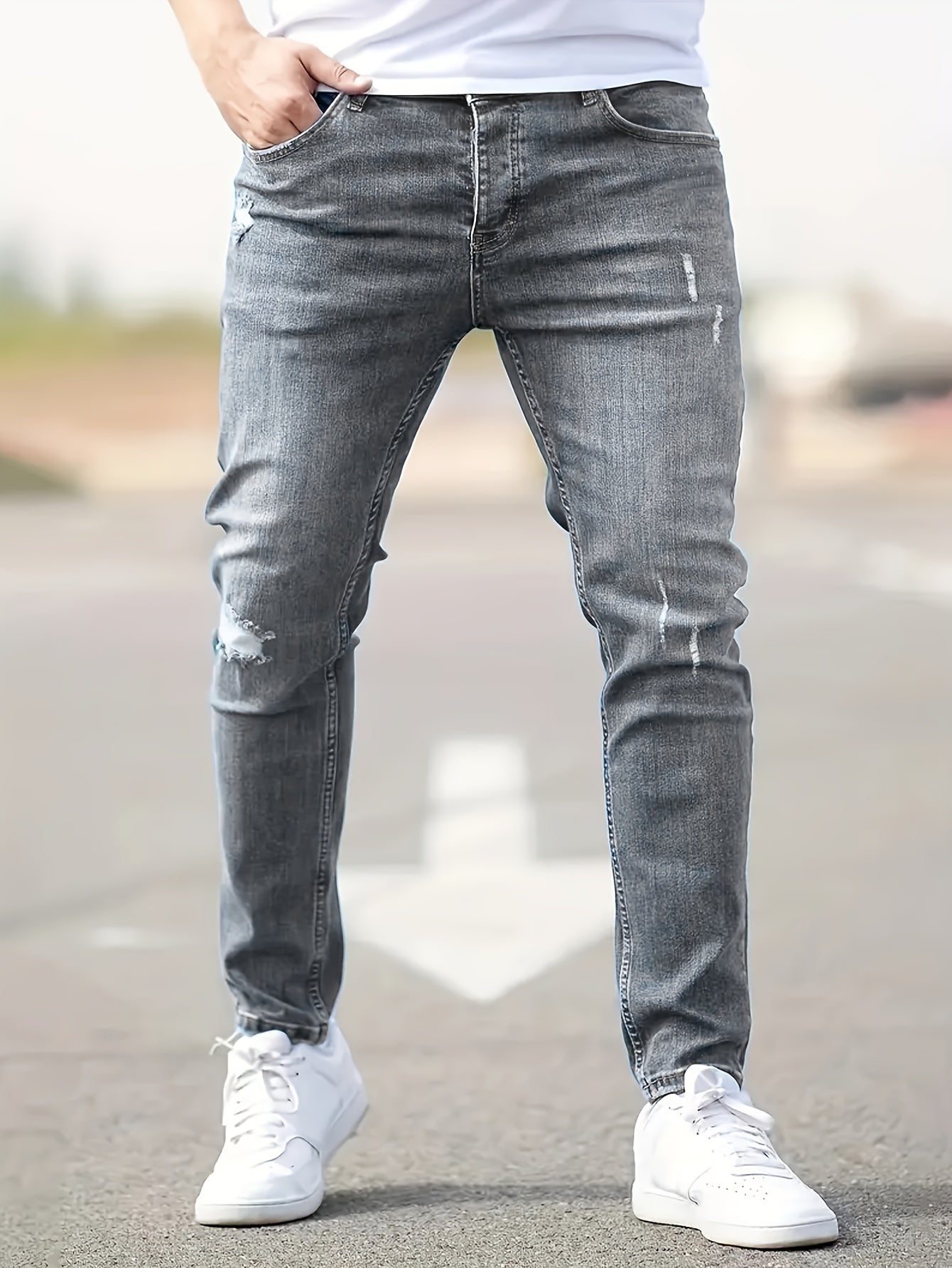 Stijlvolle Herfst- en Winterlook: Shop Slim Fit Gescheurde Jeans van Hoogwaardig Denim met Stretch! afbeelding 3